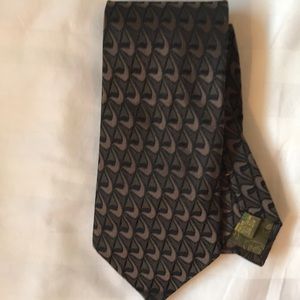COPY - Polifroni Italian heavy silk tie in subtle olive, taupe, black boomerang…